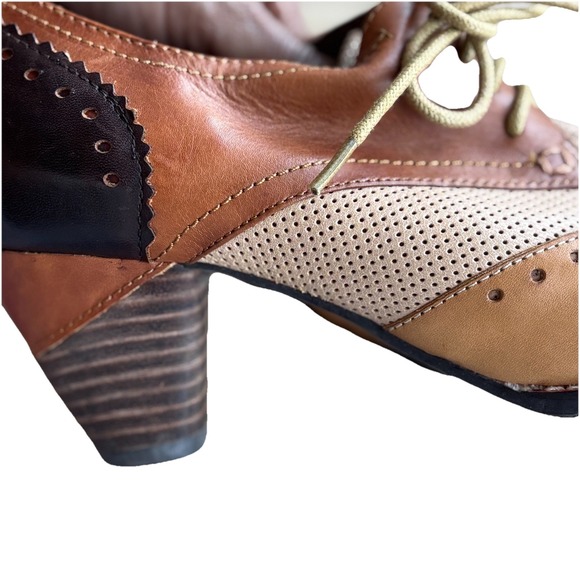 Lartiste Bardot Shoes 8 / 39 Brown Leather Multicolor Derby Oxford Heels $160 - Picture 13 of 13